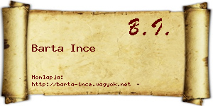 Barta Ince névjegykártya